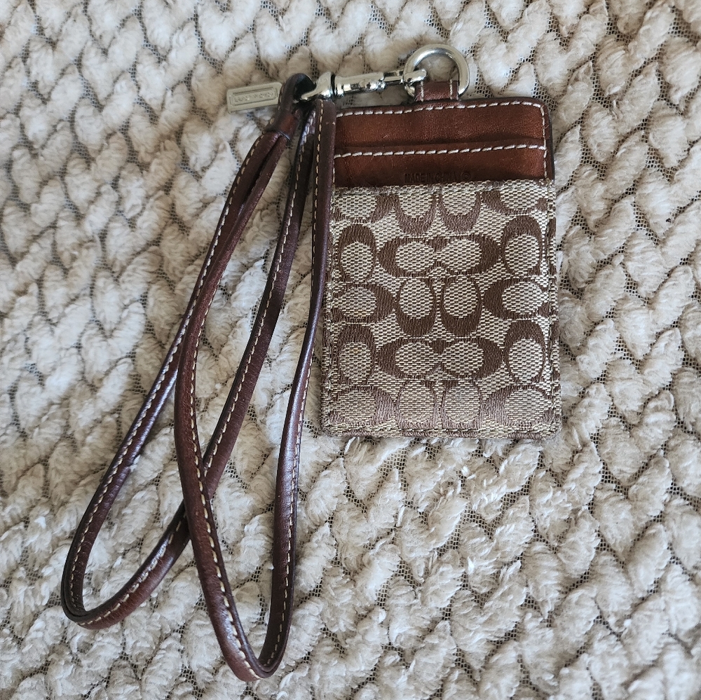 SOLD Coach Brown and Tan Card Holder